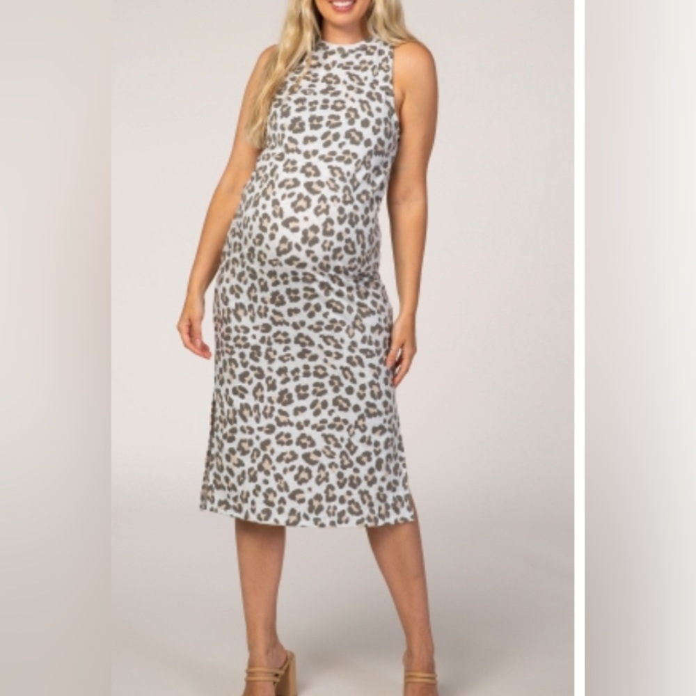 Pinkblush/Cherish Cheetah print maternity tank dress, size L